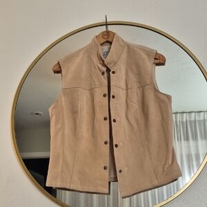 Vintage Leather SUEDE Beige Women's Vest Made In CANADA Nwot